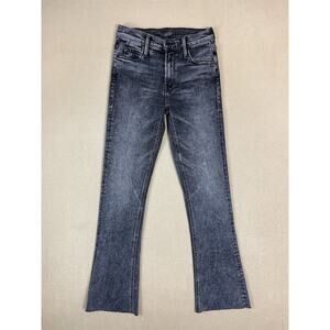 Mother‎ Jeans Womens 24 Black The Runaway Flared Raw Hem Leg Stretch Slim Fit